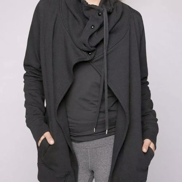 ATHLETA black Long Sleeve WRAPPER'S DELIGHT WRAP JACKET Cardigan xxs - Picture 2 of 10
